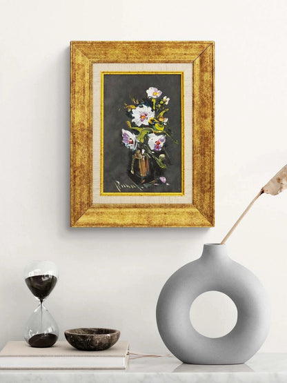 Sessiz Beyaz Çiçekler Yağlı Boya Tablosu