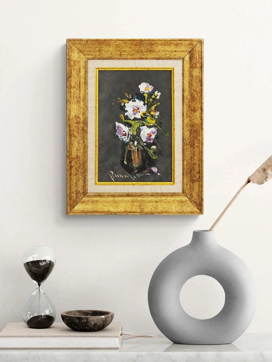 Sessiz Beyaz Çiçekler Yağlı Boya Tablosu