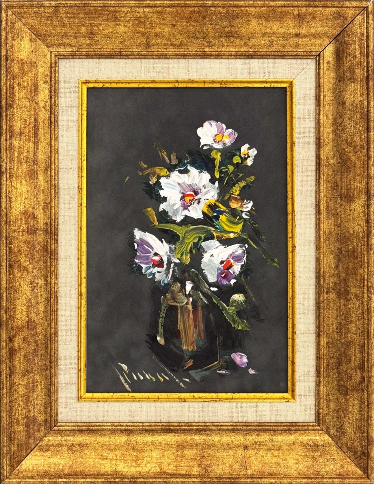 Sessiz Beyaz Çiçekler Yağlı Boya Tablosu