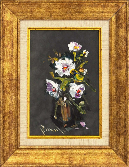 Sessiz Beyaz Çiçekler Yağlı Boya Tablosu