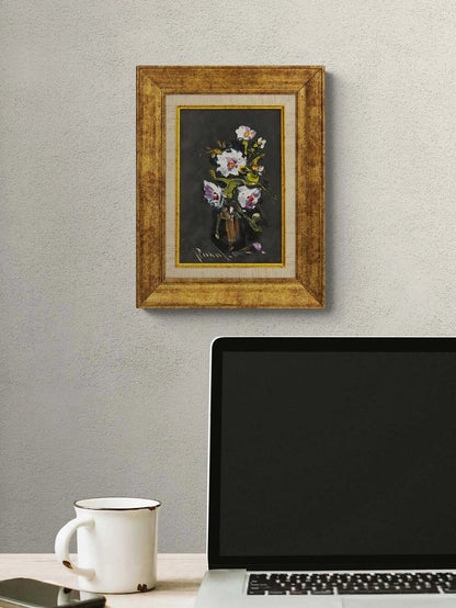 Sessiz Beyaz Çiçekler Yağlı Boya Tablosu