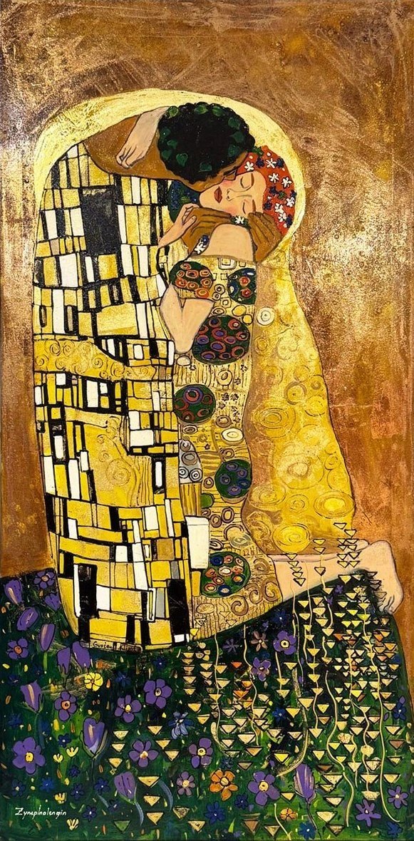 Sessiz Bir Öpücük Yağlı Boya Tablosu