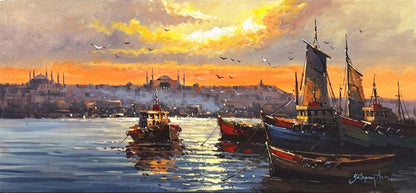 Sessiz İstanbul Boğazı Yağlı Boya Tablosu