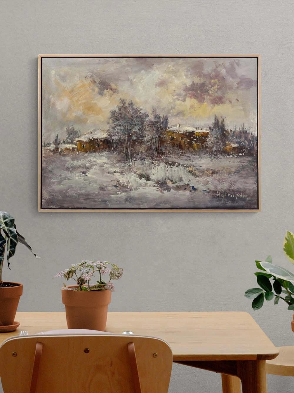 Sessiz Kış Yolu Yağlı Boya Tablosu