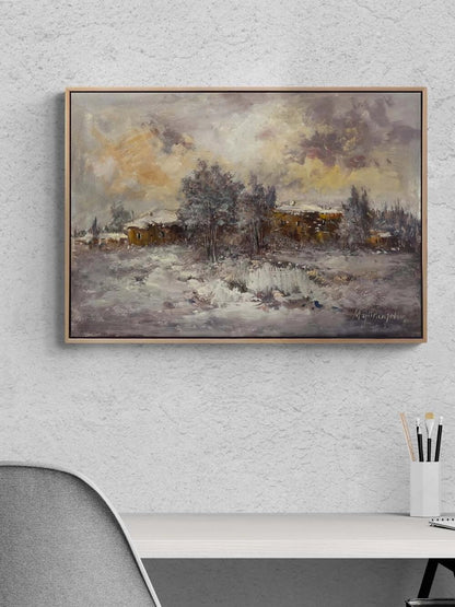 Sessiz Kış Yolu Yağlı Boya Tablosu