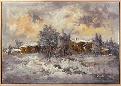 Sessiz Kış Yolu Yağlı Boya Tablosu