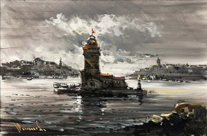 Sessiz Kız Kulesi Yağlı Boya Tablosu