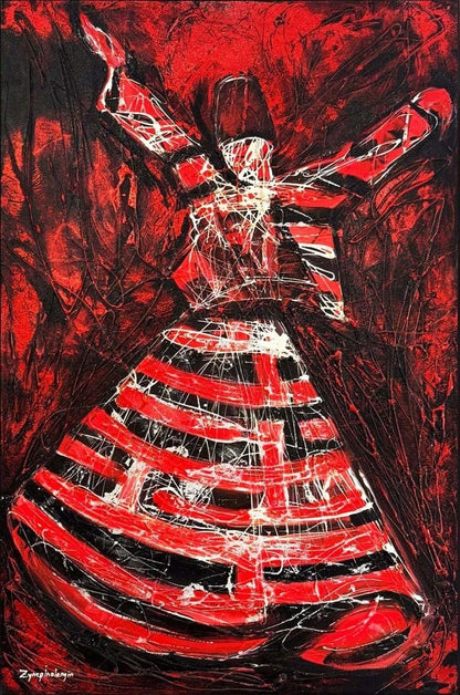 Sessiz Zikirde Semazen Yağlı Boya Tablosu