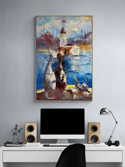 Sevgili Kediler Yağlı Boya Tablosu