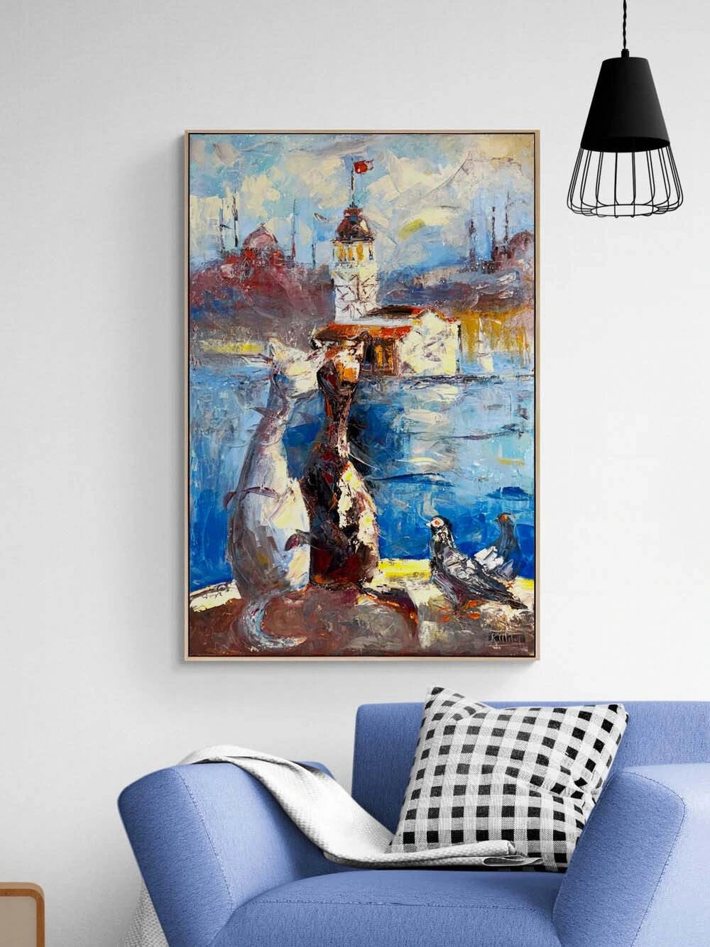 Sevgili Kediler Yağlı Boya Tablosu