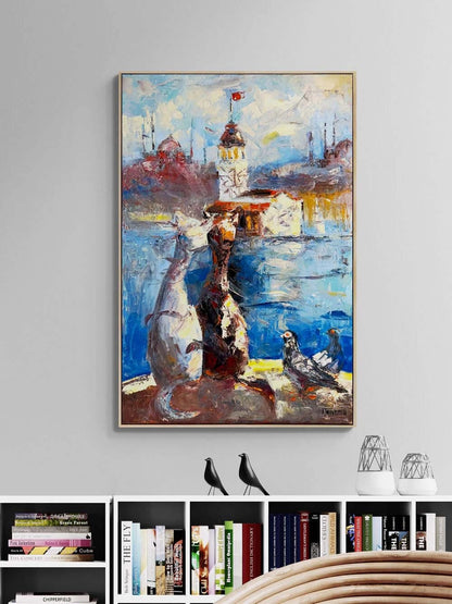 Sevgili Kediler Yağlı Boya Tablosu