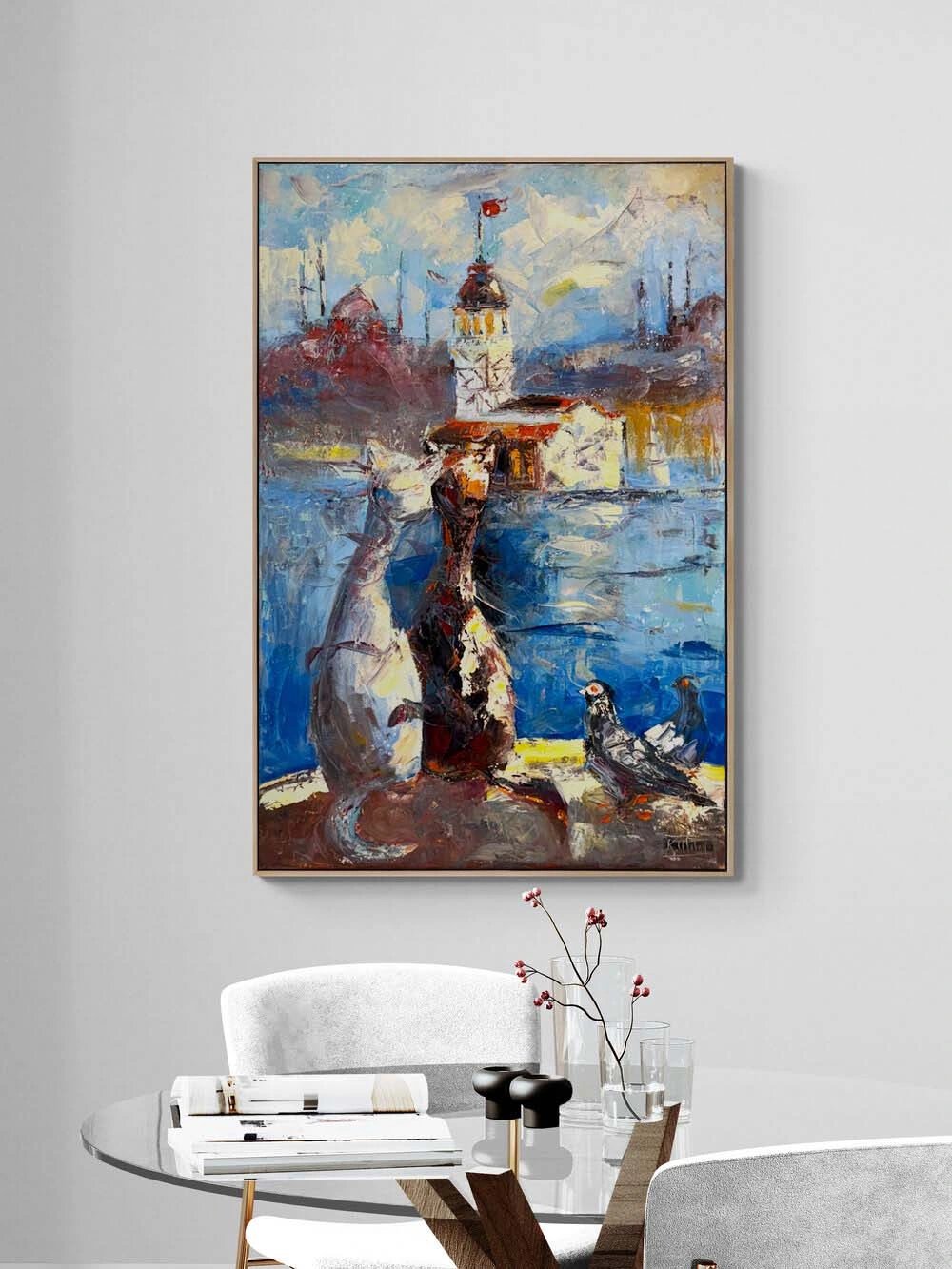 Sevgili Kediler Yağlı Boya Tablosu