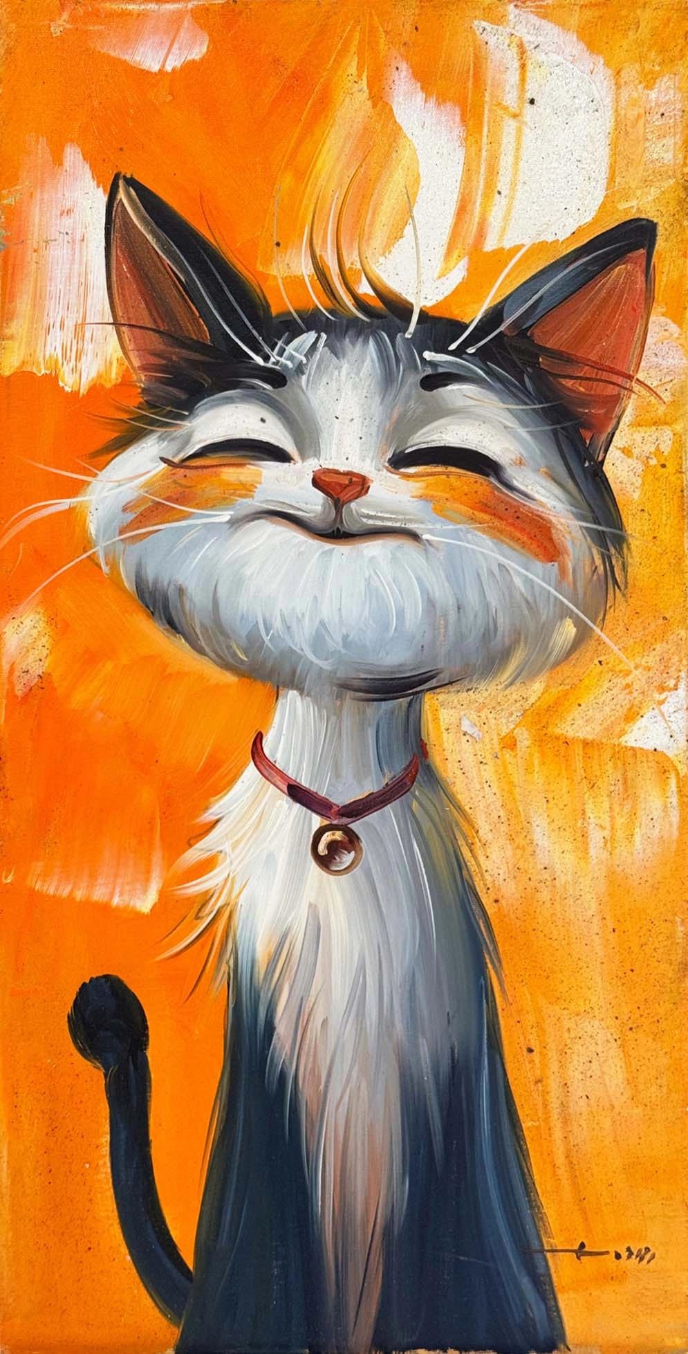 Sevimli Kedi Yağlı Boya Tablosu