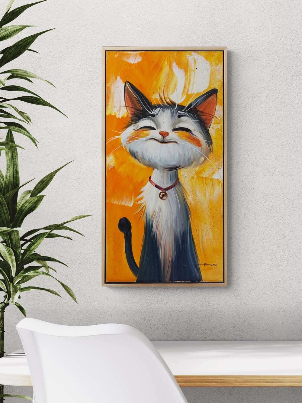 Sevimli Kedi Yağlı Boya Tablosu