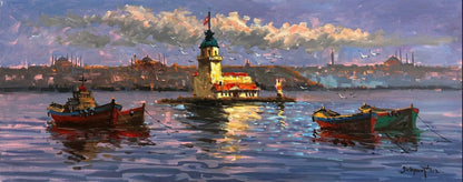 Seyirde Kız Kulesi Yağlı Boya Tablosu