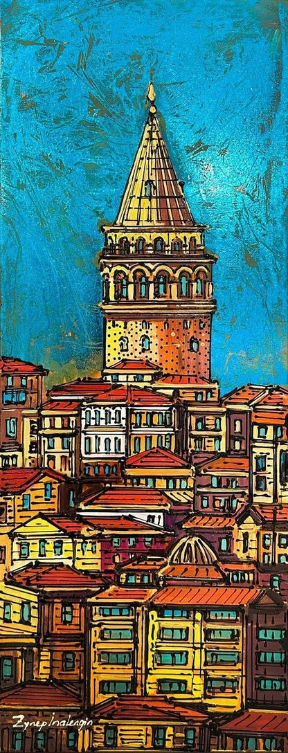 Sıcak Renkler ve Galata Yağlı Boya Tablosu