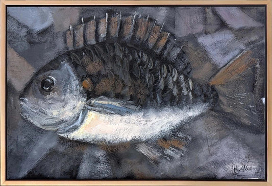 Siyah Beyaz Balık Yağlı Boya Tablosu