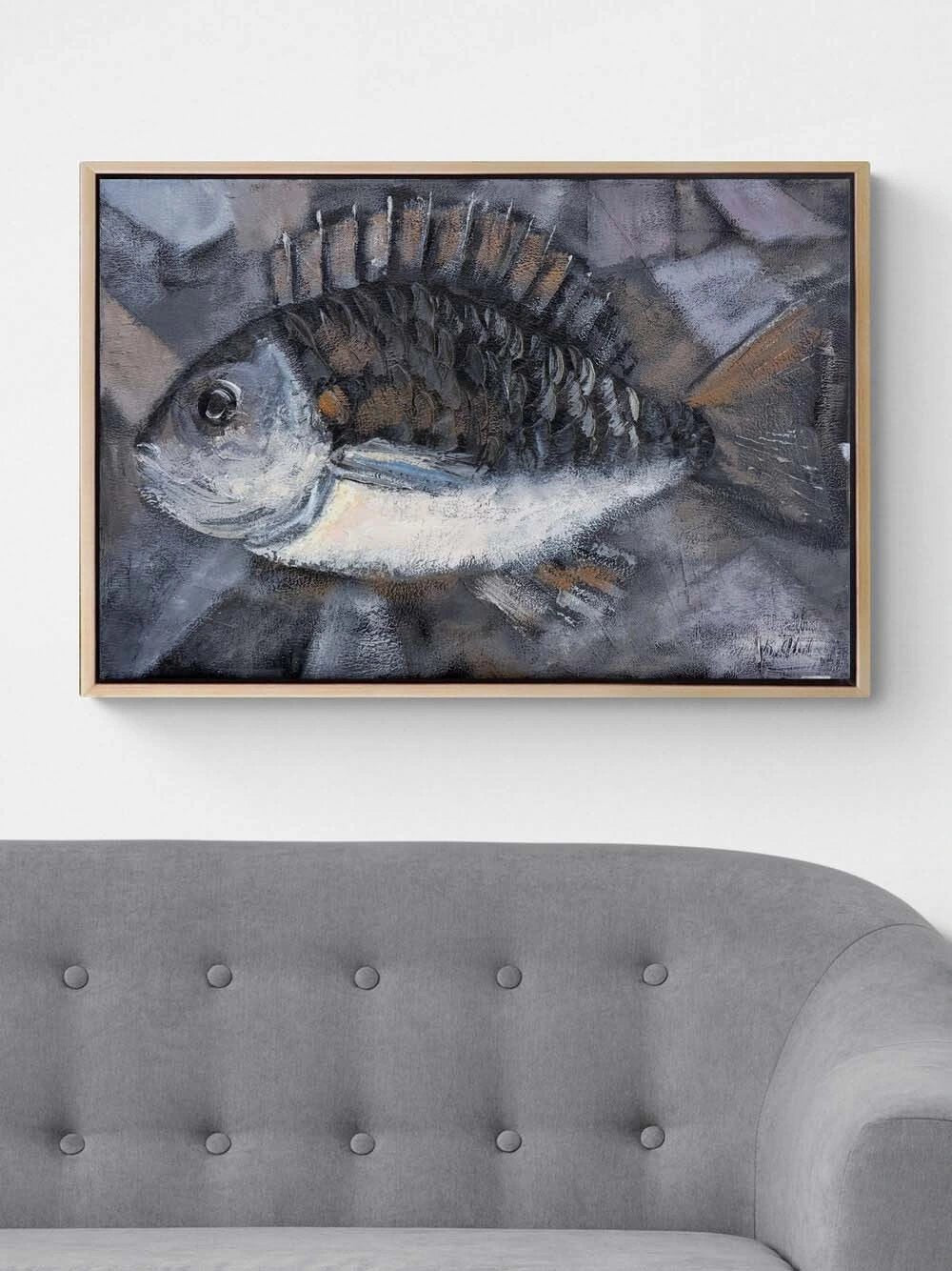 Siyah Beyaz Balık Yağlı Boya Tablosu