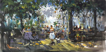 Sokak Kahvesi Yağlı Boya Tablosu