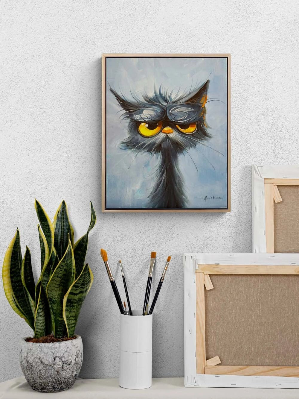 Somurtkan Kedi Yağlı Boya Tablosu