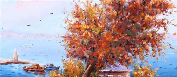 Kız Kulesi Sonbahar Renkleri Yağlı Boya Tablosu