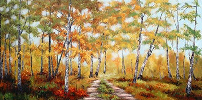 Ormanın Güz Büyüsü Yağlı Boya Tablosu
