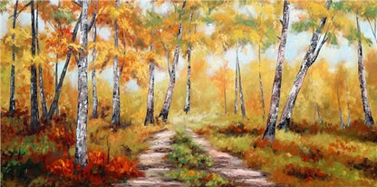 Ormanın Güz Büyüsü Yağlı Boya Tablosu