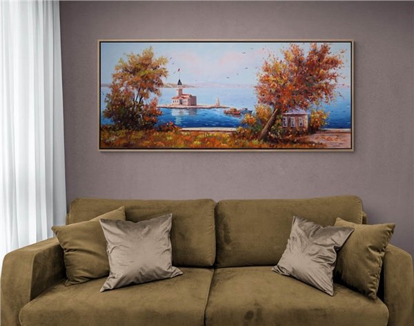 Kız Kulesi Sonbahar Renkleri Yağlı Boya Tablosu