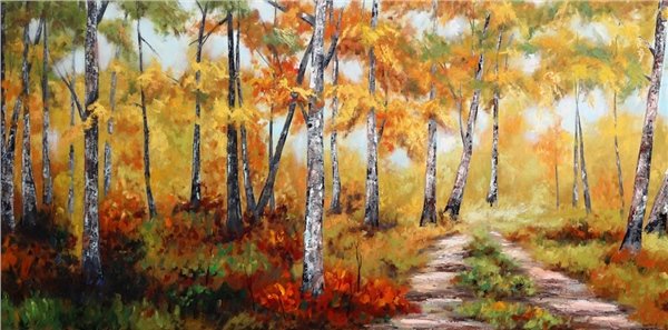 Ormanın Güz Büyüsü Yağlı Boya Tablosu