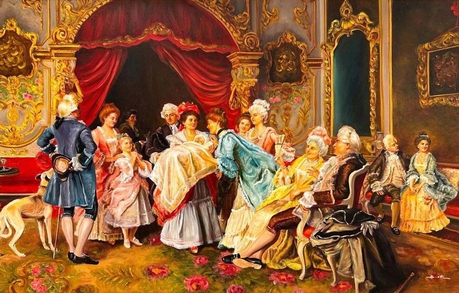 Soylu Aile Portresi Yağlı Boya Tablosu