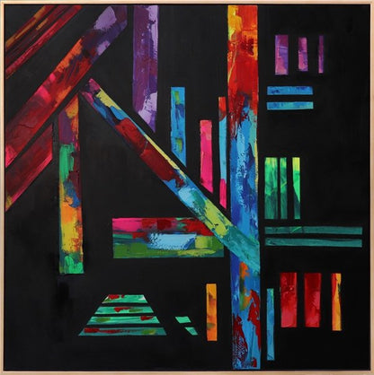 Soyut Renkli Çizgiler Yağlı Boya Tablosu