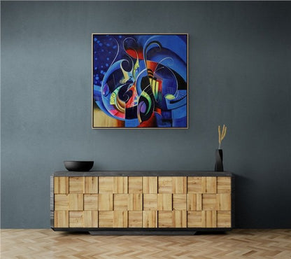 Soyut Gece Mavisi Yağlı Boya Tablosu