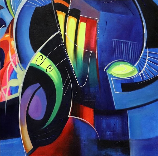 Soyut Gece Mavisi Yağlı Boya Tablosu