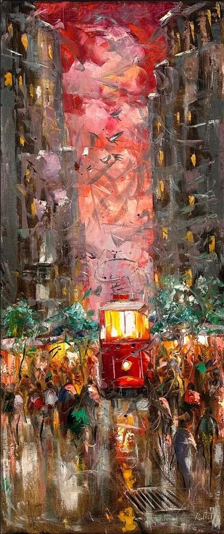 Soyut İstiklal Manzarası Yağlı Boya Tablosu