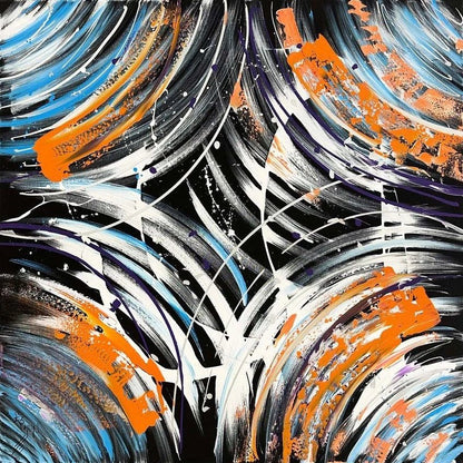Soyut Renkli Dalgalar Yağlı Boya Tablosu