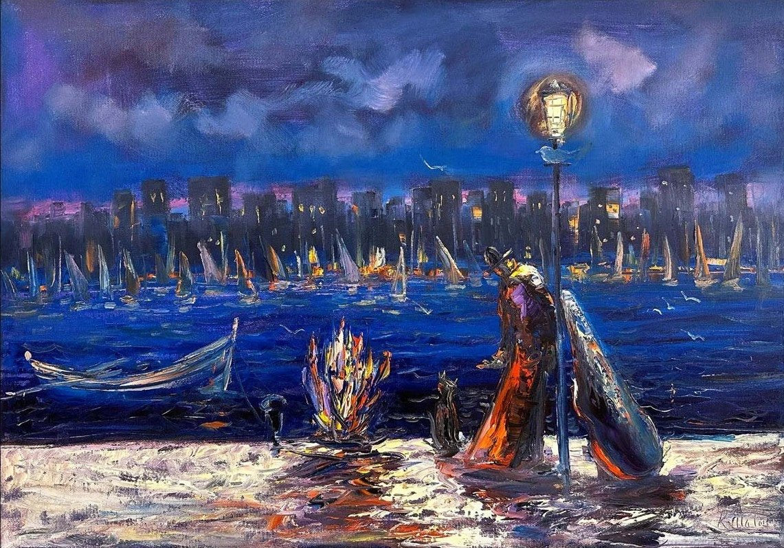 Soyut Şehir Manzaraları Yağlı Boya Tablosu