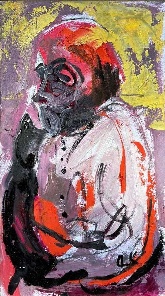 Soyut Zamanda İnsan Yağlı Boya Tablosu