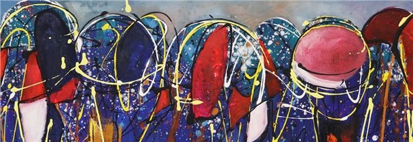 Şemsiyelerin Altında Dans Yağlı Boya Tablosu