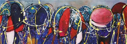 Şemsiyelerin Altında Dans Yağlı Boya Tablosu