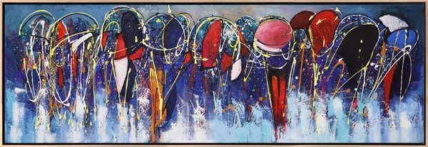 Şemsiyelerin Altında Dans Yağlı Boya Tablosu