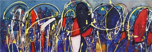 Şemsiyelerin Altında Dans Yağlı Boya Tablosu