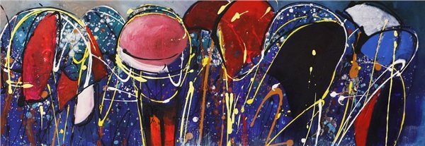 Şemsiyelerin Altında Dans Yağlı Boya Tablosu