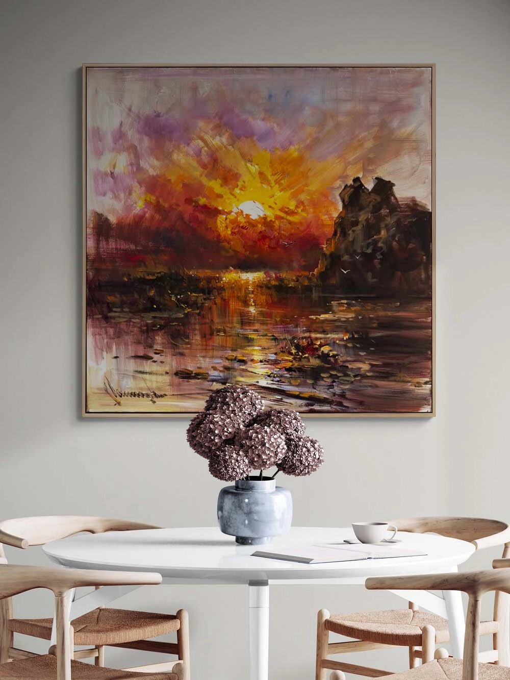 Suda Kalan Güneş Yağlı Boya Tablosu