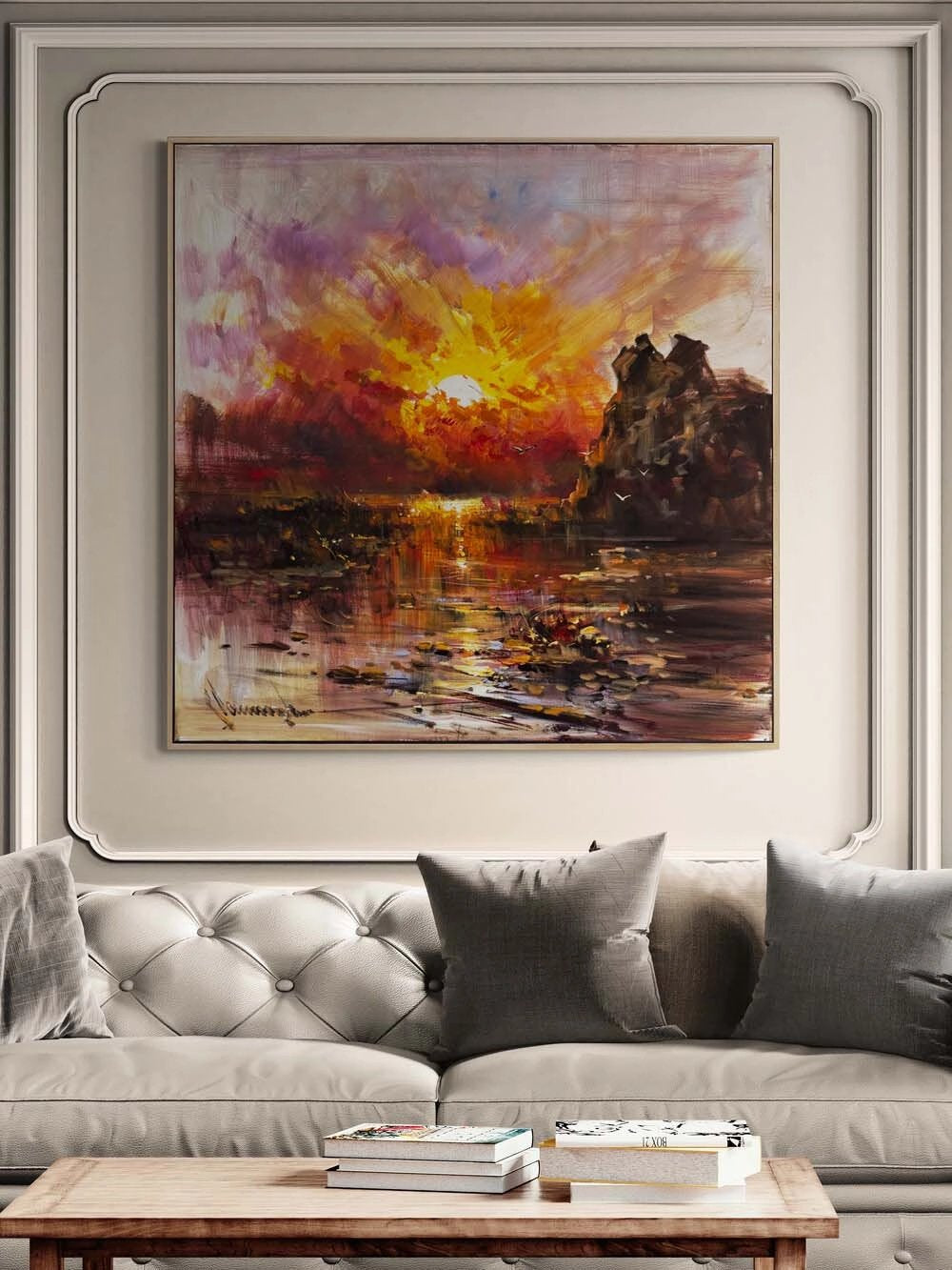 Suda Kalan Güneş Yağlı Boya Tablosu