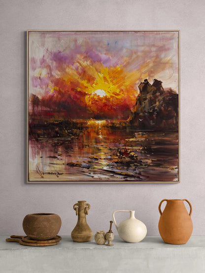 Suda Kalan Güneş Yağlı Boya Tablosu