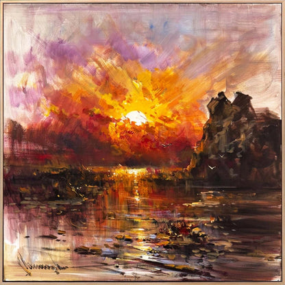 Suda Kalan Güneş Yağlı Boya Tablosu