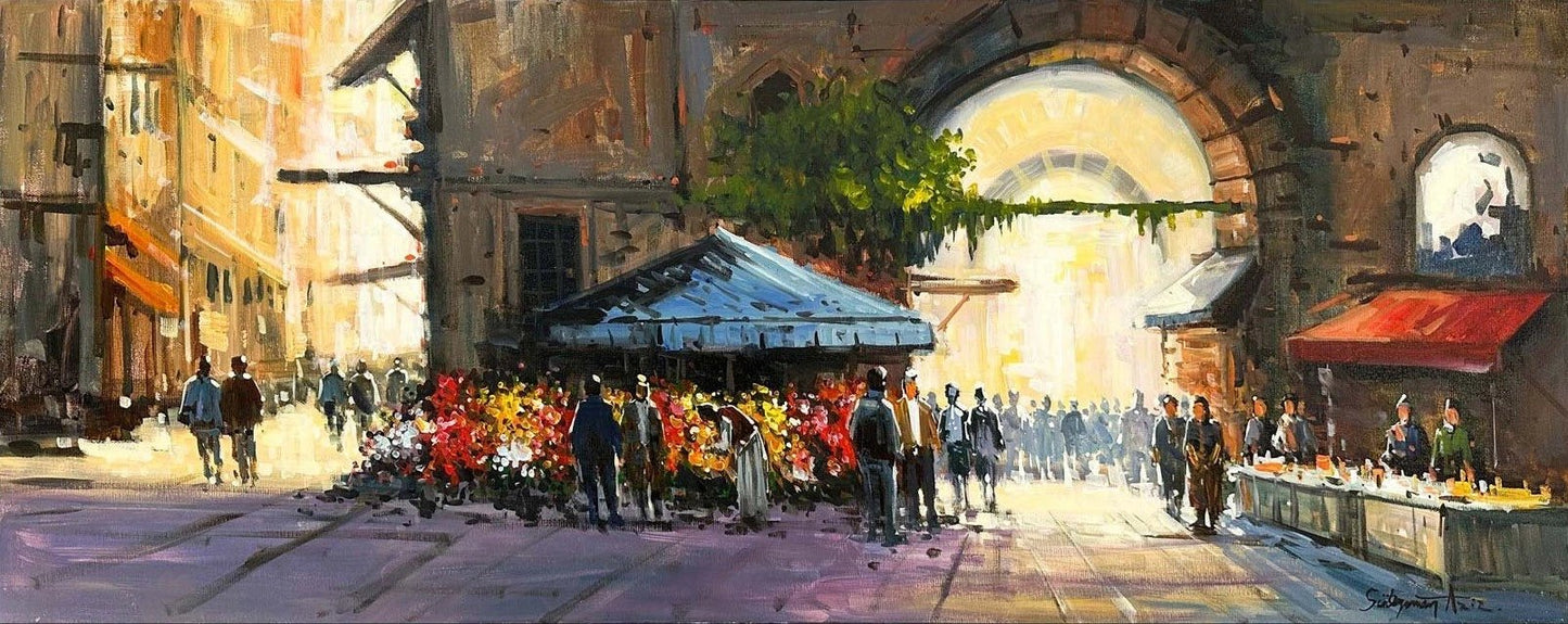 Tarihi Hanın Çiçekleri Yağlı Boya Tablosu