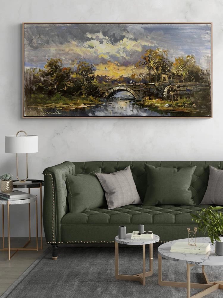 Taş Köprüde Sonbahar Yağlı Boya Tablosu