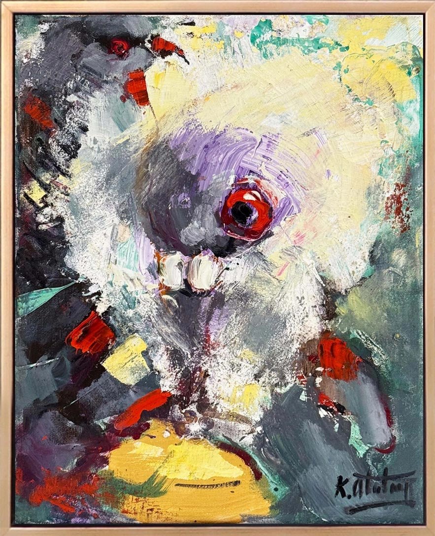 Taşların Üzerinde Güvercinler Yağlı Boya Tablosu