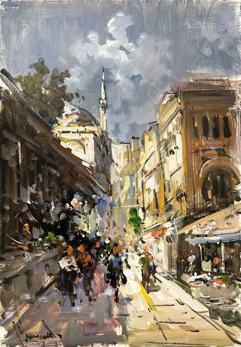 Taşlı Yollarda Gezinti Yağlı Boya Tablosu